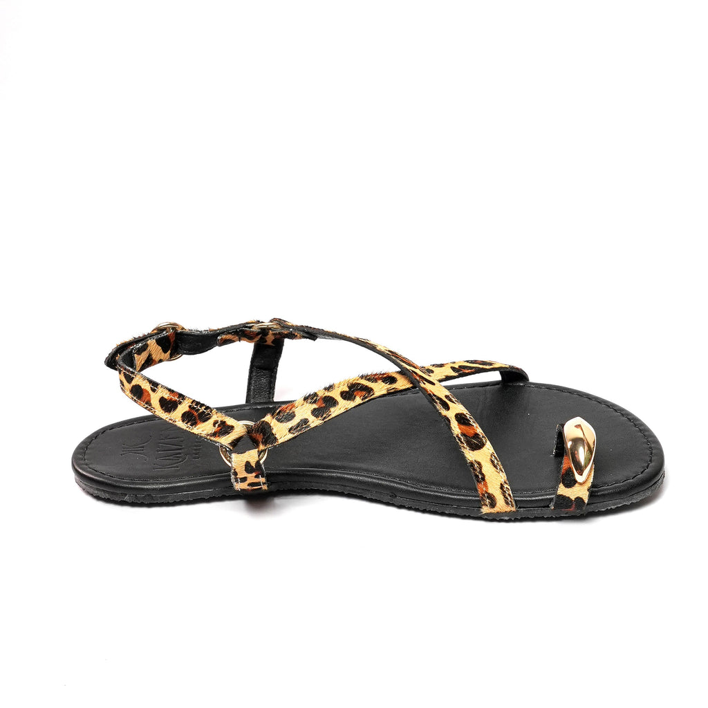 Sandalia barefoot piel para mujer estampado animal print