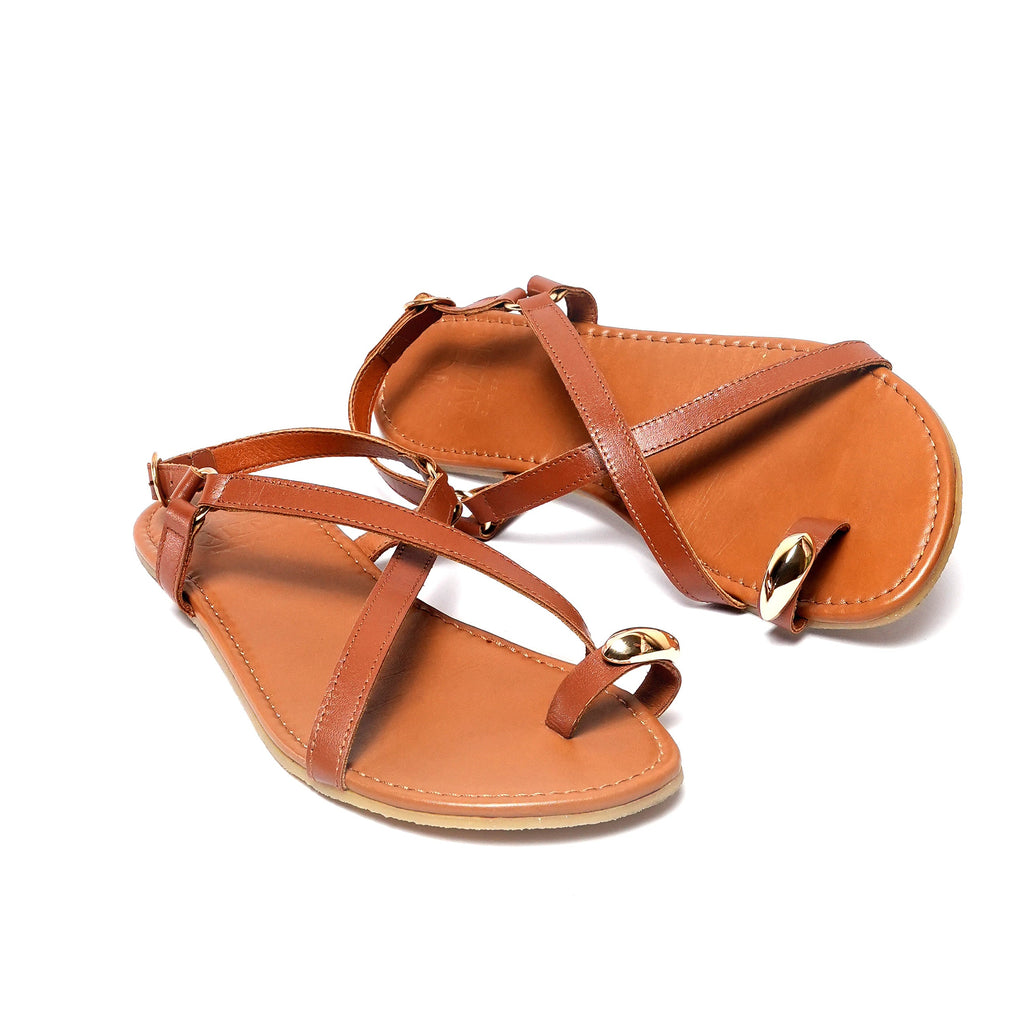 Sandalia barefoot bonita de piel para mujer