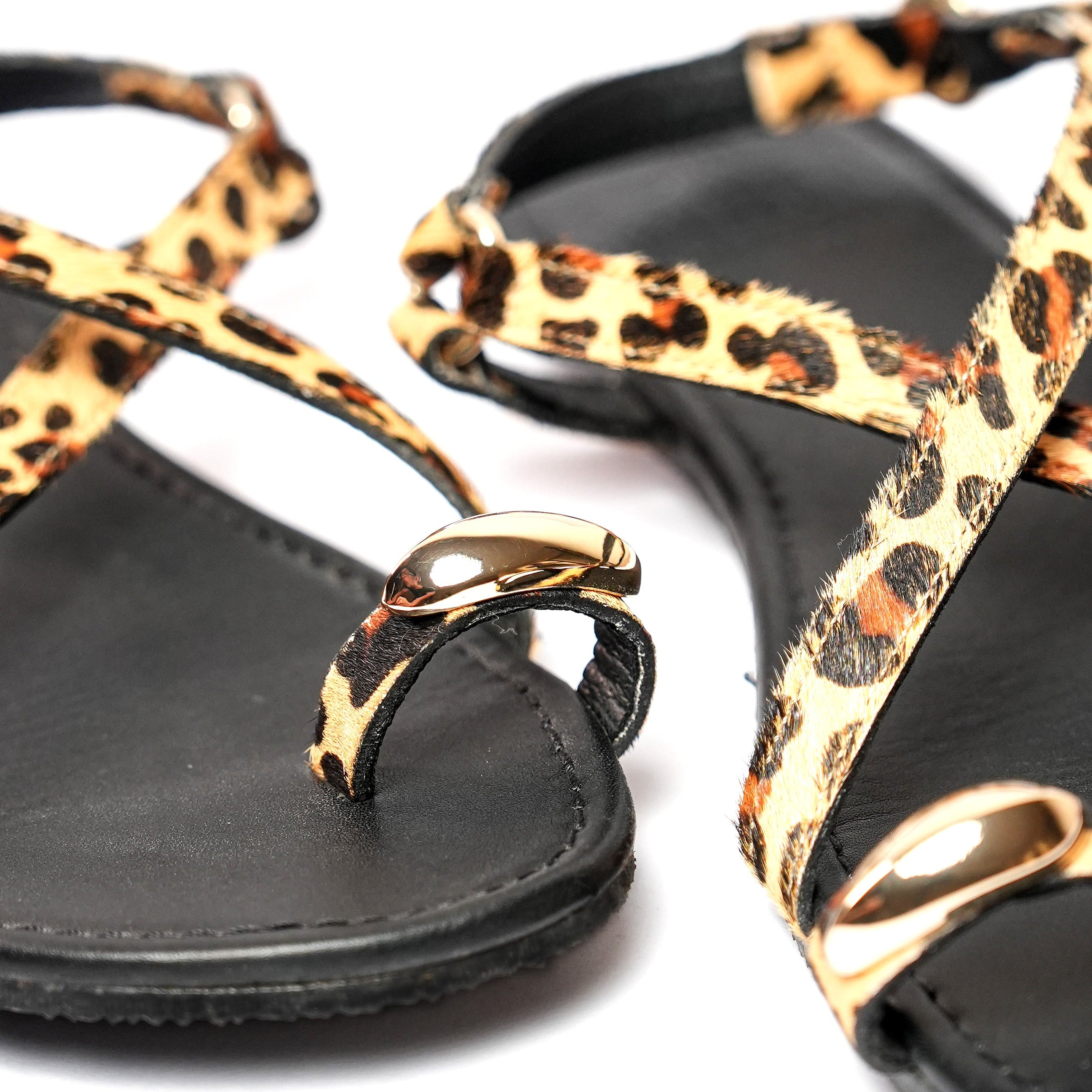 Sandalia barefoot piel para mujer estampado animal print